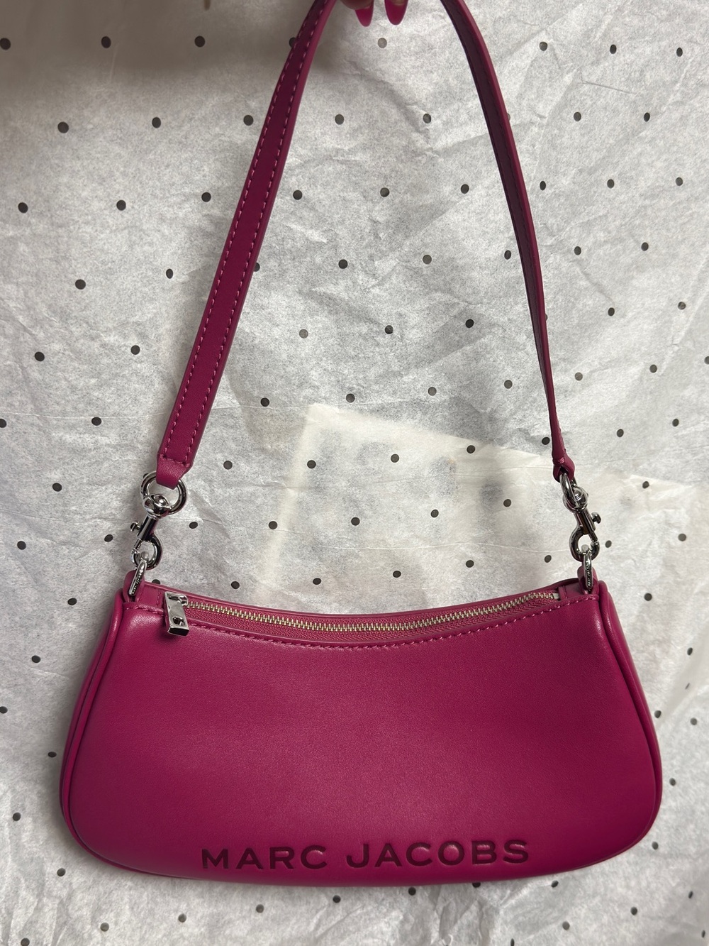 Marc Jacobs Magenta Shoulder Bag with Silver Hardware and detachable strap